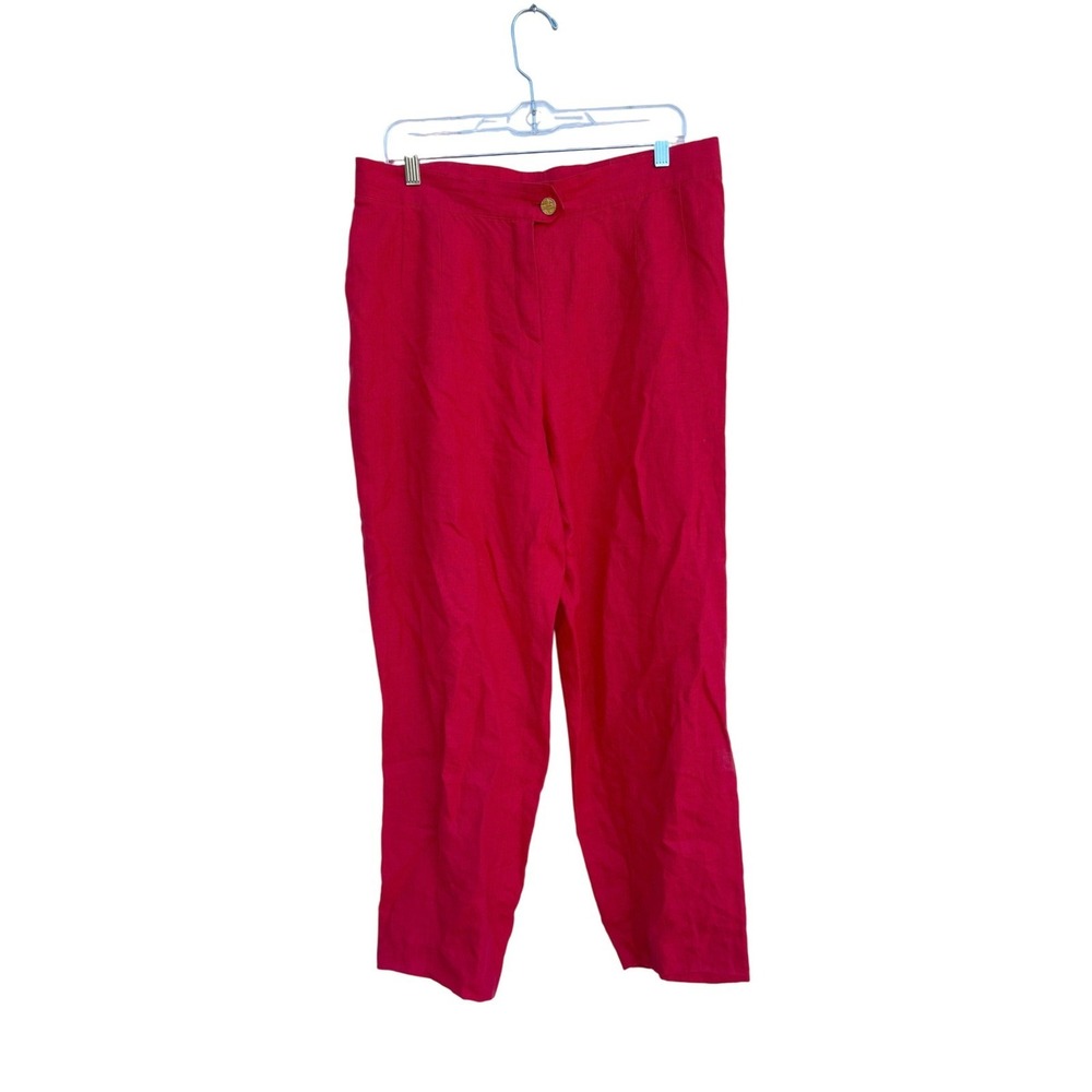 Vintage ESCADA Margaretha Ley Red‎ Linen Blend Pants Women Size 44 (US 14)